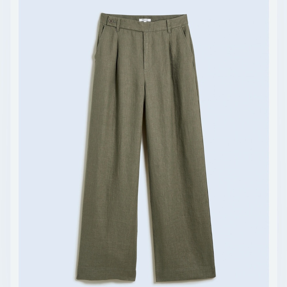 Madewell Harlow Linen Wide Leg Pant in Olive